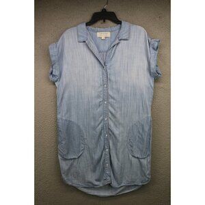 Cloth & Stone Cap Sleeve Button Up Shirt Dress-Size Medium-Pockets-Soft